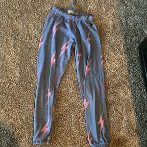 Aviator Nation Women’s Bolt Repeat Sweatpants XS Blue Pink Fleece
